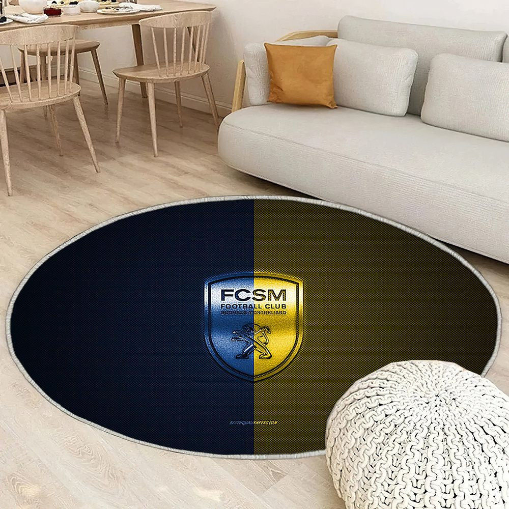 Fc Sochaux Tapis Sol - Tapis De Salon, Ligue 2 Bleu-Jaunebleu-Jaune Fibre de Carbone Tapis Art, Tapis pour la décoration de la maison