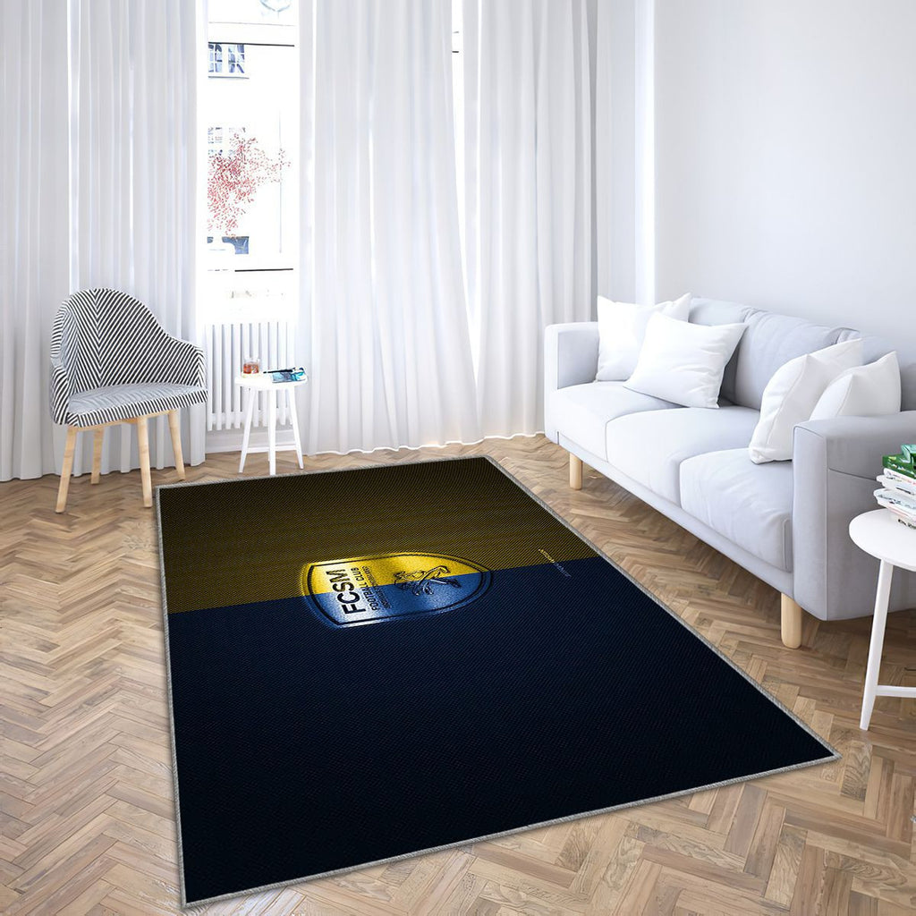 Fc Sochaux Tapis Sol - Tapis De Salon, Ligue 2 Bleu-Jaunebleu-Jaune Fibre de Carbone Tapis Art, Tapis pour la décoration de la maison