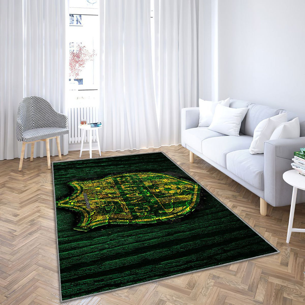 Fc Nantes Tapis Sol - Tapis De Salon, Ligue 1 Football Français En Bois Vert Tapis Art, Tapis pour la décoration de la maison