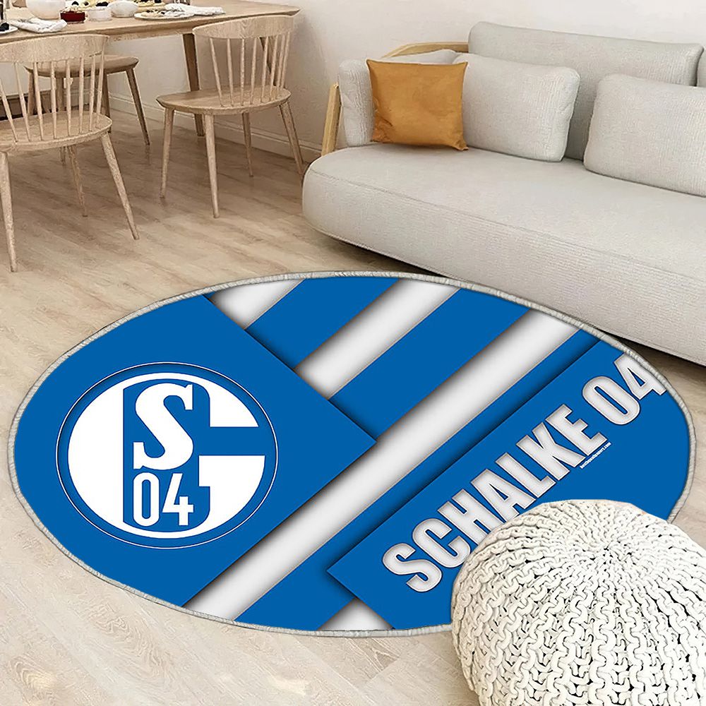 Fc Schalke 04 Gelsenkirchen Club De Football Allemand Tapis Sol - Tapis De Salon, Bundesliga Blanc Bleu Ion Tapis Art, Tapis pour la décoration de la maison