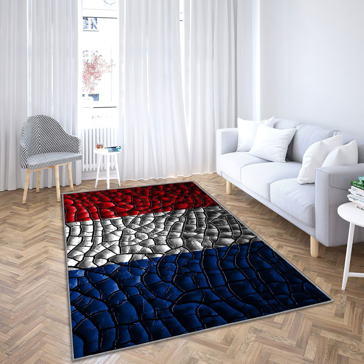 Drapeau de la France Sol craquelé Tapis Sol - Tapis De Salon, drapeau français France pays européens Tapis Art, Tapis pour la décoration de la maison