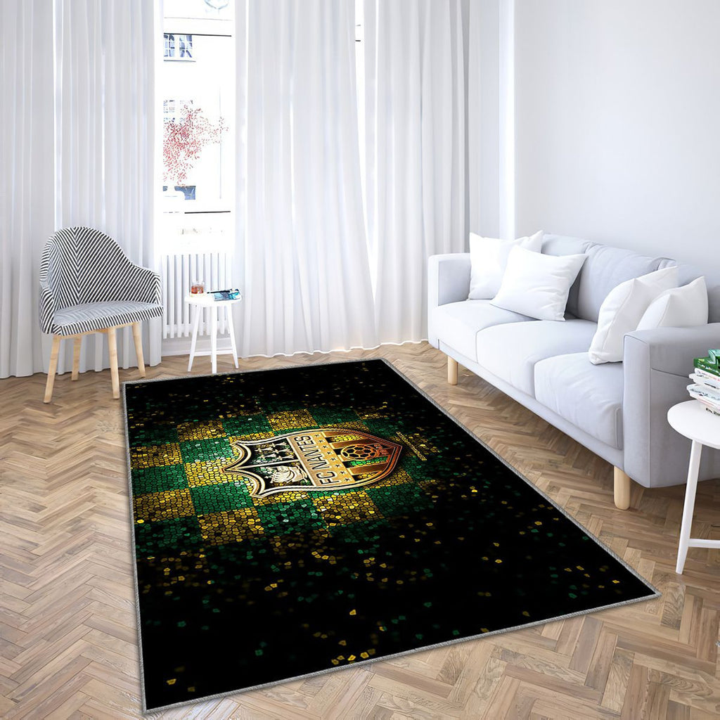 Fc Nantes Tapis Sol - Tapis De Salon, Ligue 1 Vert Jaune Football Tapis Art, Tapis pour la décoration de la maison