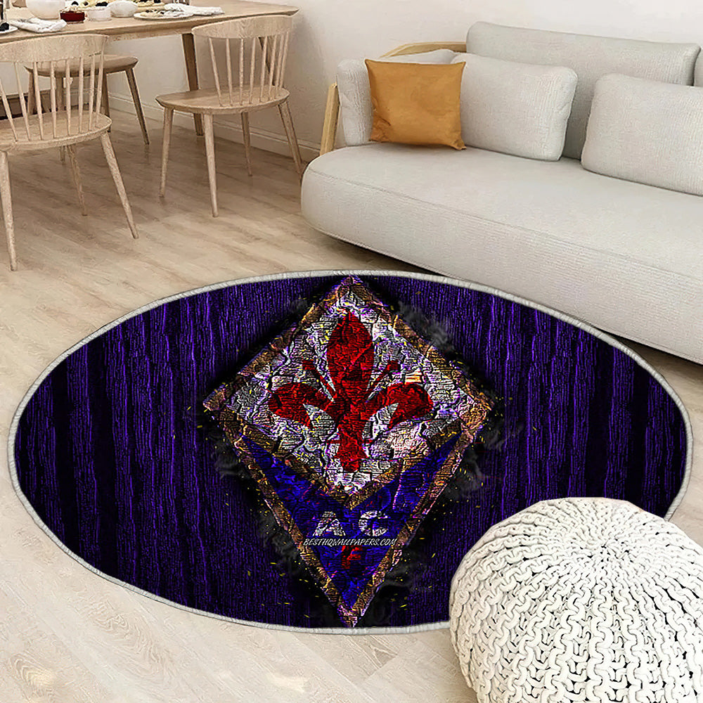 Fiorentina Fc Tapis Sol - Tapis De Salon, Serie A Club De Football Italien En Bois Violet Tapis Art, Tapis pour la décoration de la maison