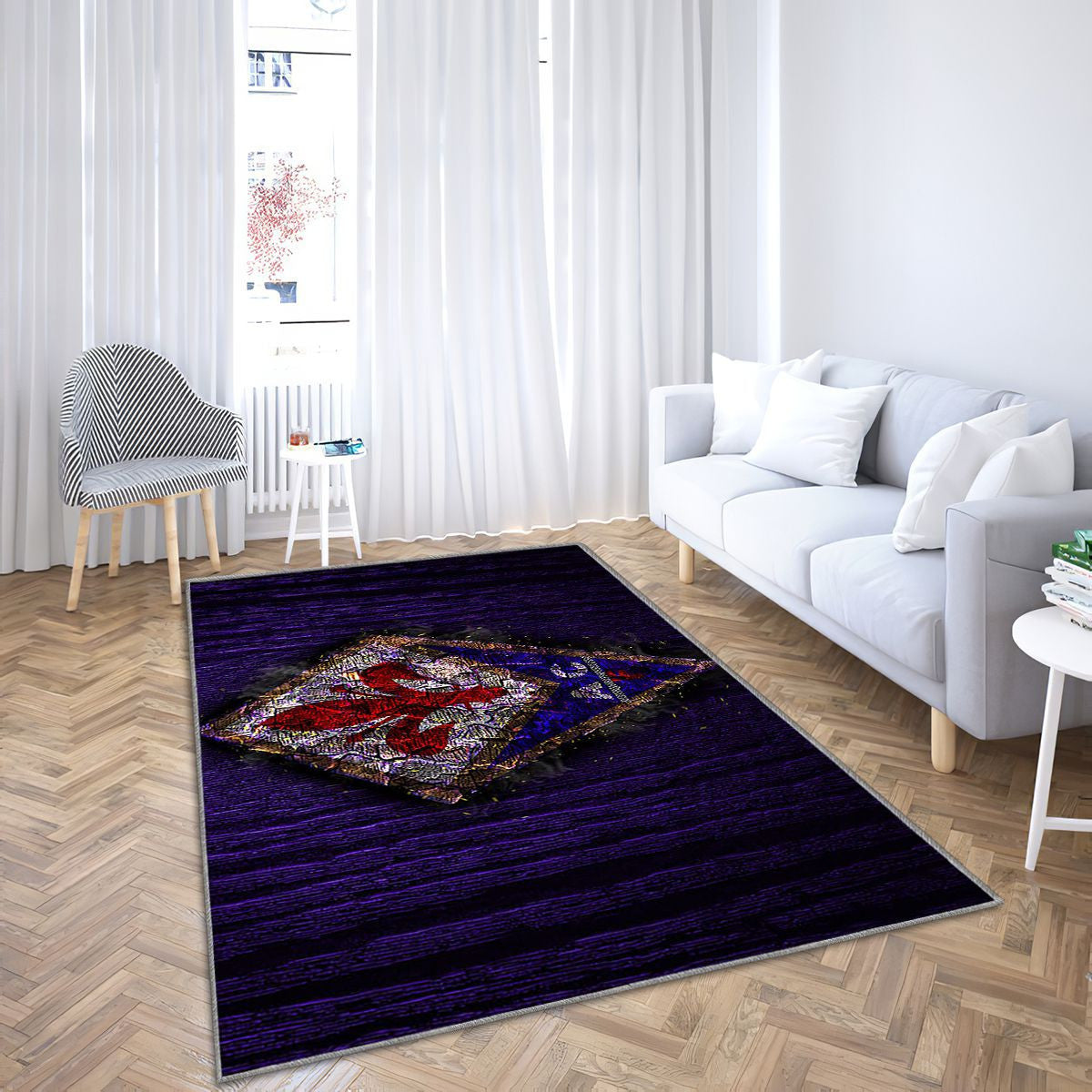 Fiorentina Fc Tapis Sol - Tapis De Salon, Serie A Club De Football Italien En Bois Violet Tapis Art, Tapis pour la décoration de la maison