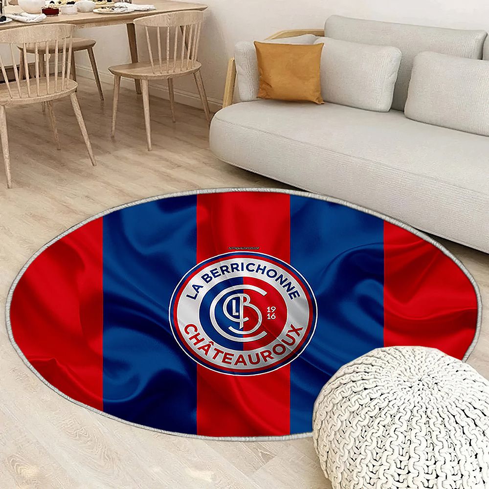 Châteauroux Fcred Drapeau Soie Bleue Football Français Tapis Sol - Tapis De Salon, Ligue 2 Châteauroux Tapis Art, Tapis pour la décoration de la maison