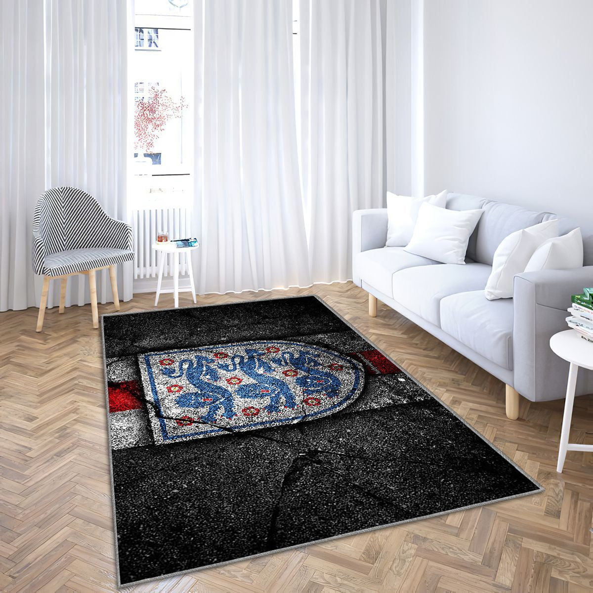 Emblème de l'équipe de football anglaise Tapis Sol - Tapis De Salon, football européen Tapis Art, Tapis pour la décoration de la maison