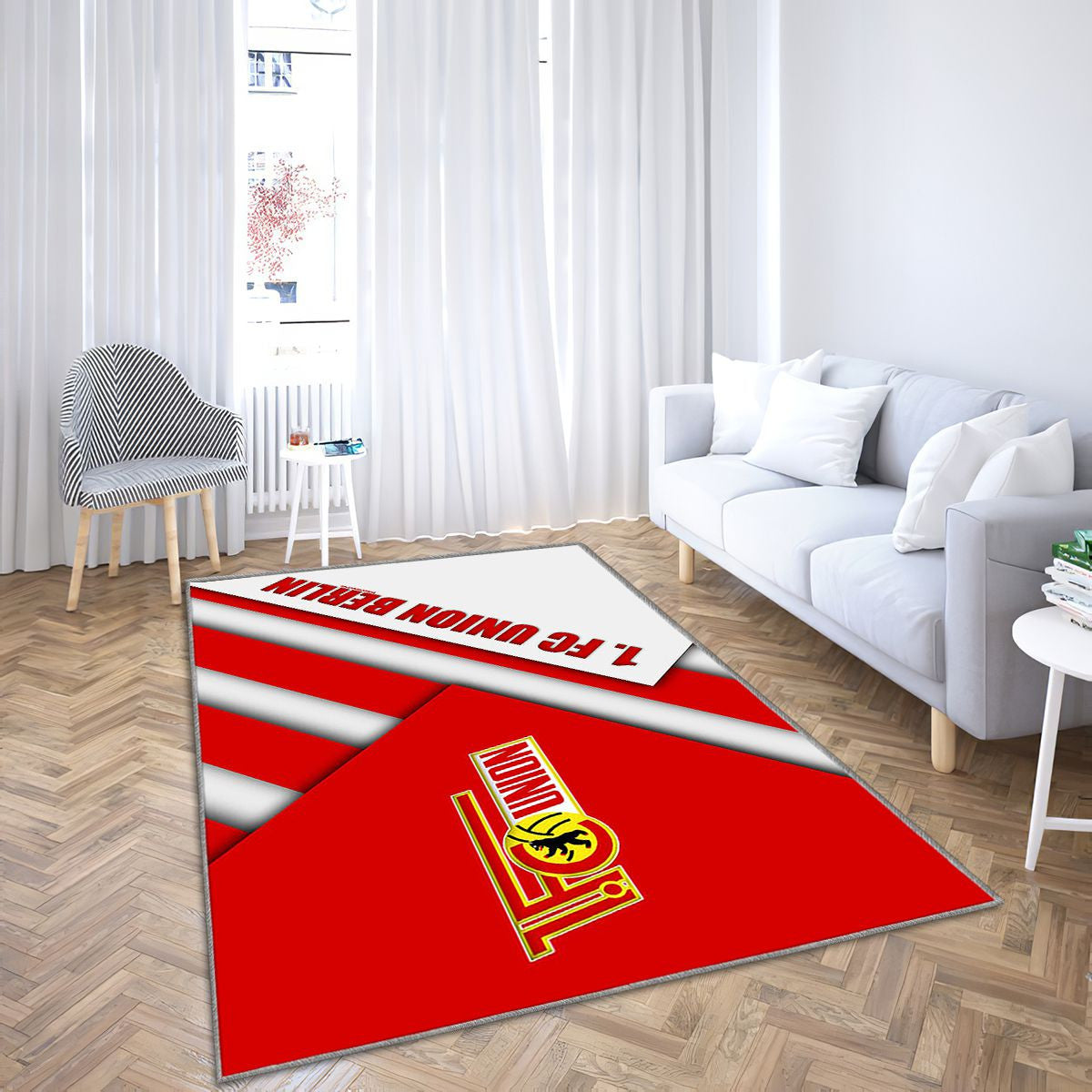 Fc Union Berlinrouge Blanc Ion Berlin Tapis Sol - Tapis De Salon, Bundesliga 2 Tapis Art, Tapis pour la décoration de la maison