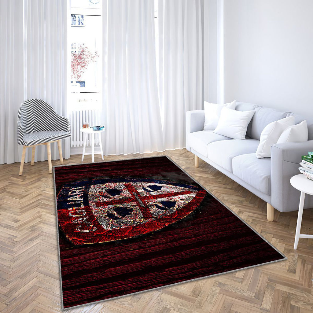 Cagliari Fc Tapis Sol - Tapis De Salon, Serie A Club De Football Italien En Bois Violet Tapis Art, Tapis pour la décoration de la maison