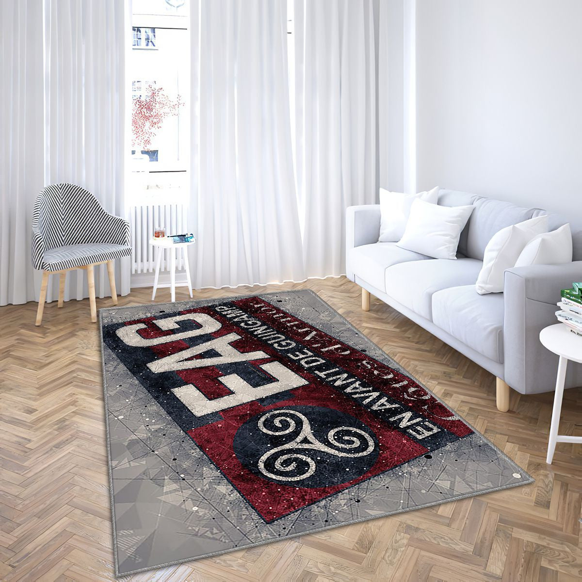 En Avant De Guingamp Art Géométrique Tapis Sol - Tapis De Salon, Fond Gris France Tapis Art, Tapis pour la décoration de la maison