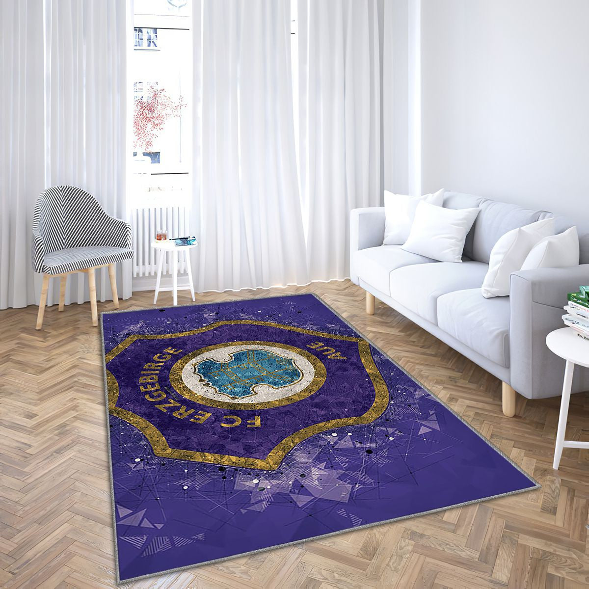 Fc Erzgebirge Aue Club De Football Allemand Aue Tapis Sol - Tapis De Salon, Football 2 Bundesliga Violet Tapis Art, Tapis pour la décoration de la maison