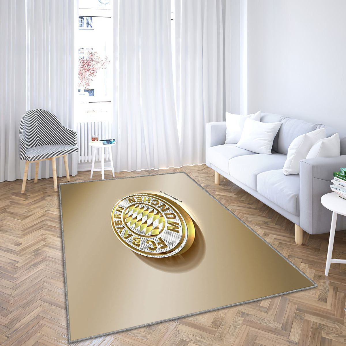 Fc Bayern Munich Tapis Sol - Tapis De Salon, Golden Silvermunich Allemagne Tapis Art, Tapis pour la décoration de la maison