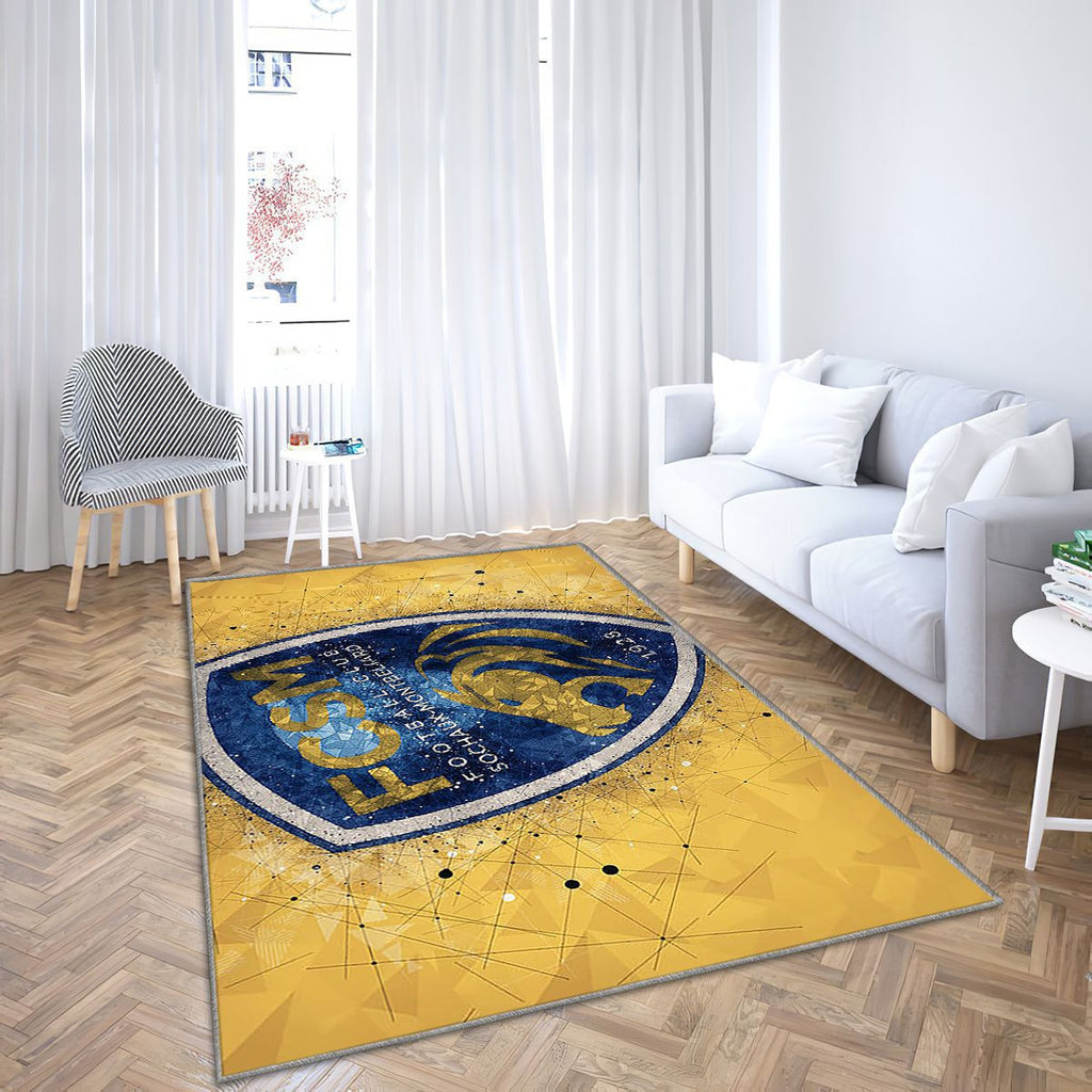 Logo Fc Sochaux-Montbéliard Tapis Sol - Tapis De Salon, Football Français Tapis Art, Tapis pour la décoration de la maison