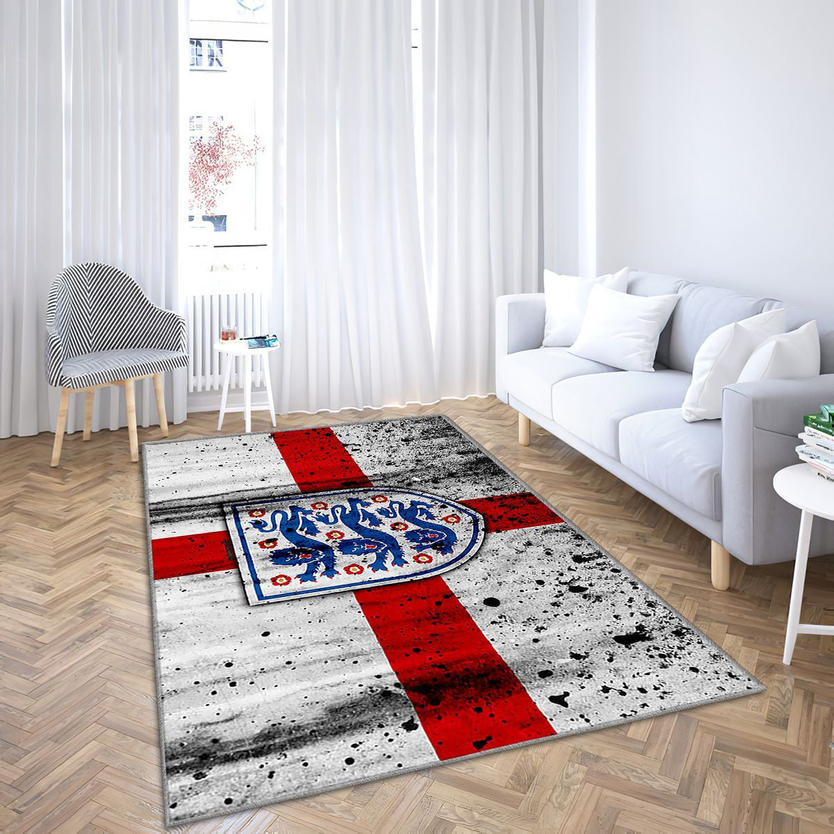 Emblème de l’équipe nationale de football d’Angleterre Tapis Sol - Tapis De Salon, drapeau anglais de football européen Tapis Art, Tapis pour la décoration de la maison