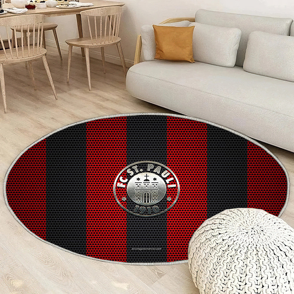 Fc St Pauli Logored Black Mesh Fc St Pauli Tapis Sol - Tapis De Salon, Hambourg Allemagne Tapis Art, Tapis pour la décoration de la maison