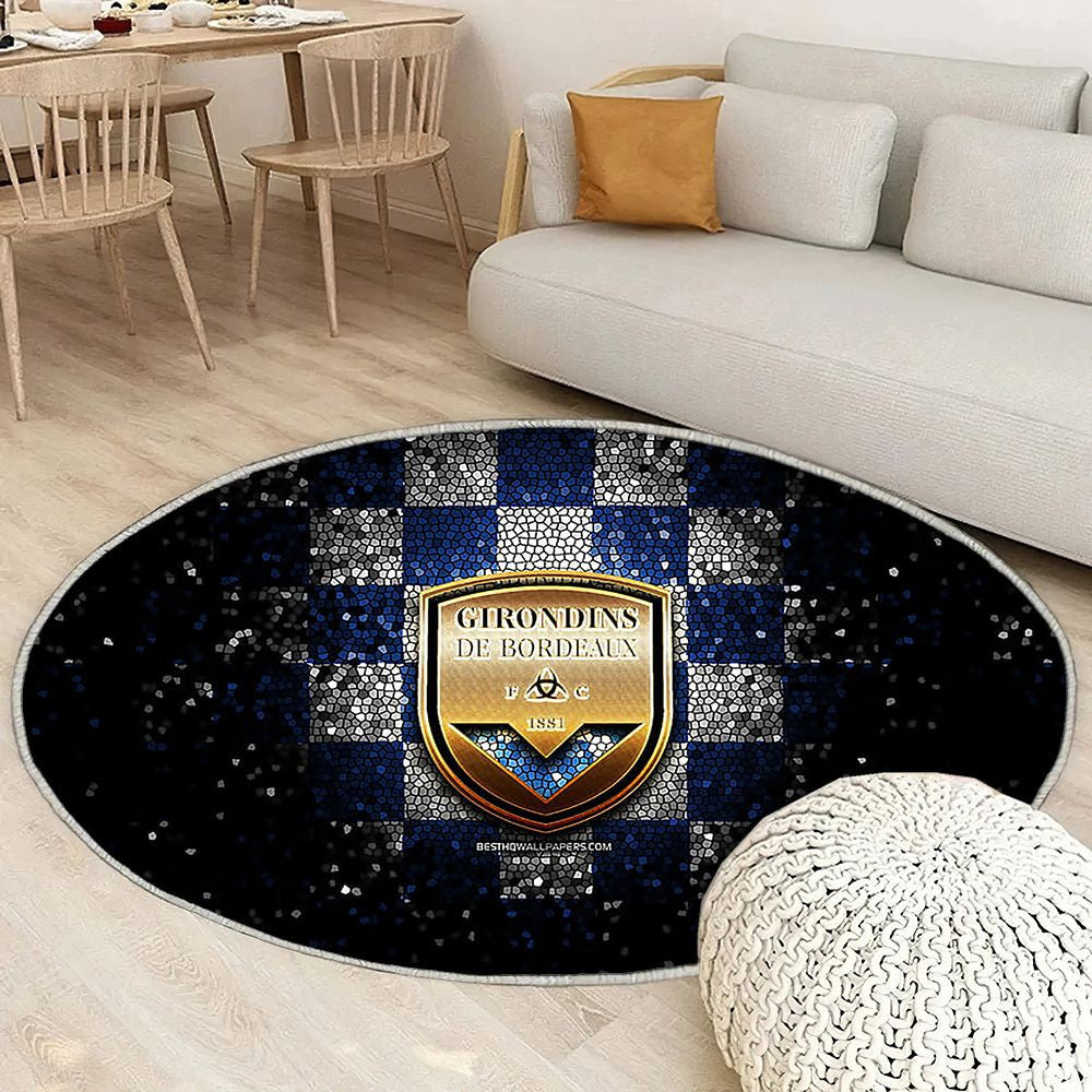 Fc Girondins De Bordeaux Tapis Sol - Tapis De Salon, Ligue 1 Bleu Blanc Football Tapis Art, Tapis pour la décoration de la maison