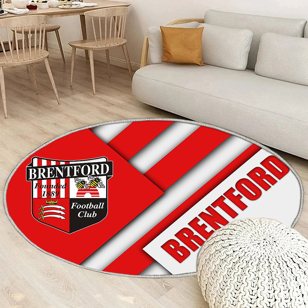 Brentford Fc Tapis Sol - Tapis De Salon, Club De Football Rouge Blanc Ionenglish Tapis Art, Tapis pour la décoration de la maison