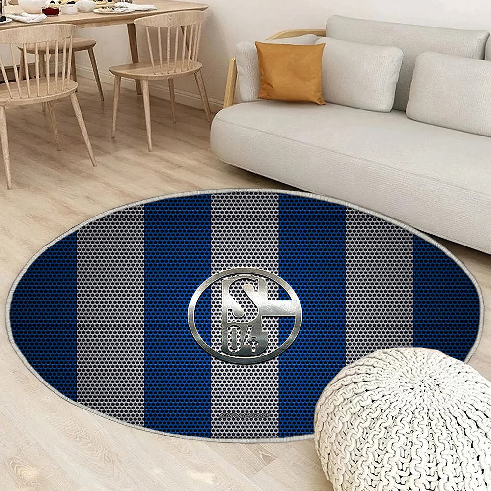 Fc Schalke 04 Logobleu Et Maille Blanche Fc Schalke 04 Tapis Sol - Tapis De Salon, Gelsenkirchen Allemagne Tapis Art, Tapis pour la décoration de la maison