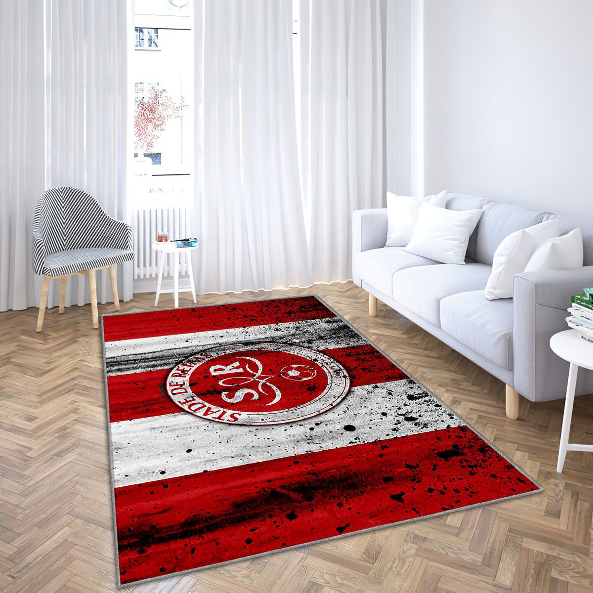 Fc Stade Reims Logofrance Stade Reims Tapis Sol - Tapis De Salon, Soccerclub Tapis Art, Tapis pour la décoration de la maison