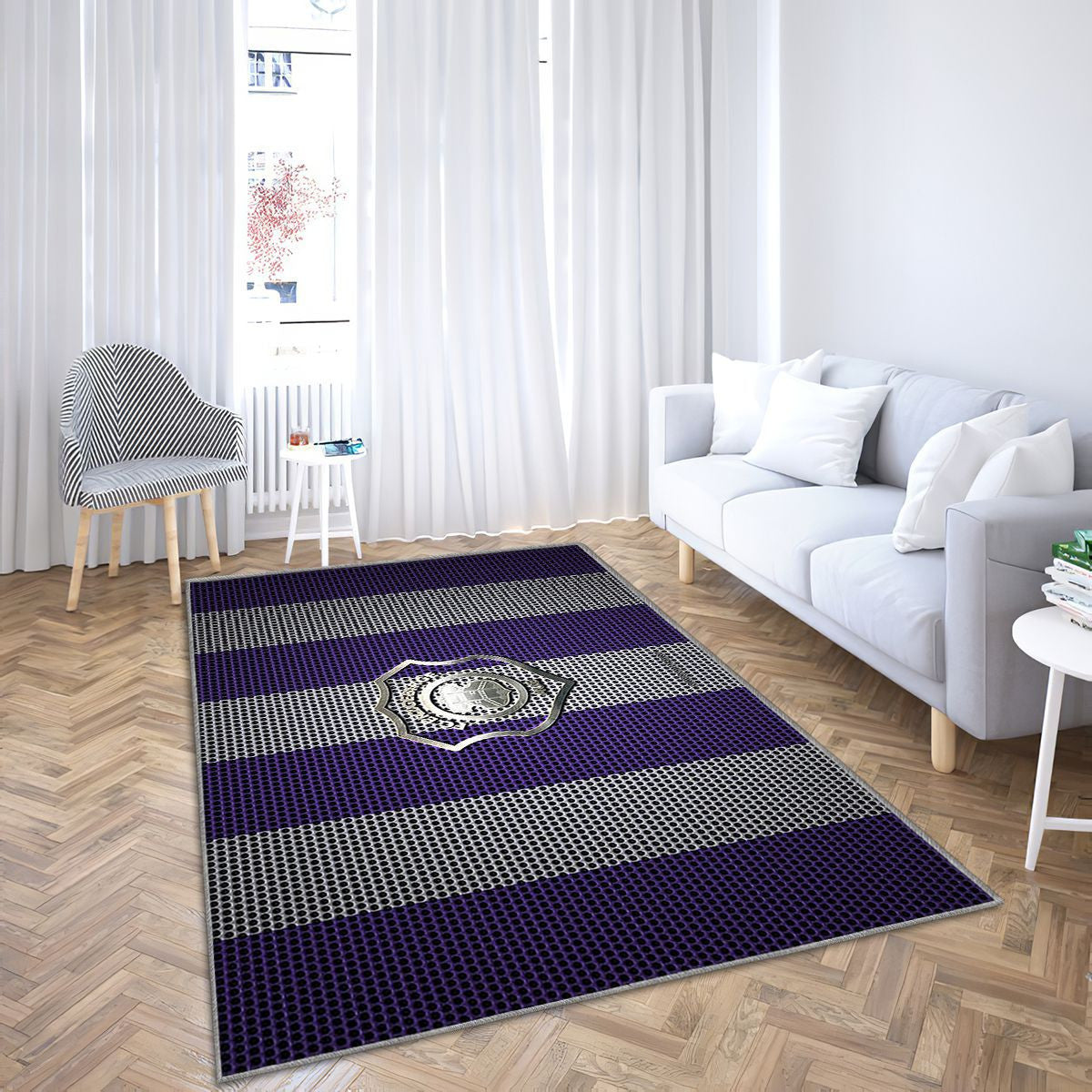 Fc Erzgebirge Aue Logoviolet-Blanc Mesh Fc Erzgebirge Aue Tapis Sol - Tapis De Salon, Aue Allemagne Tapis Art, Tapis pour la décoration de la maison