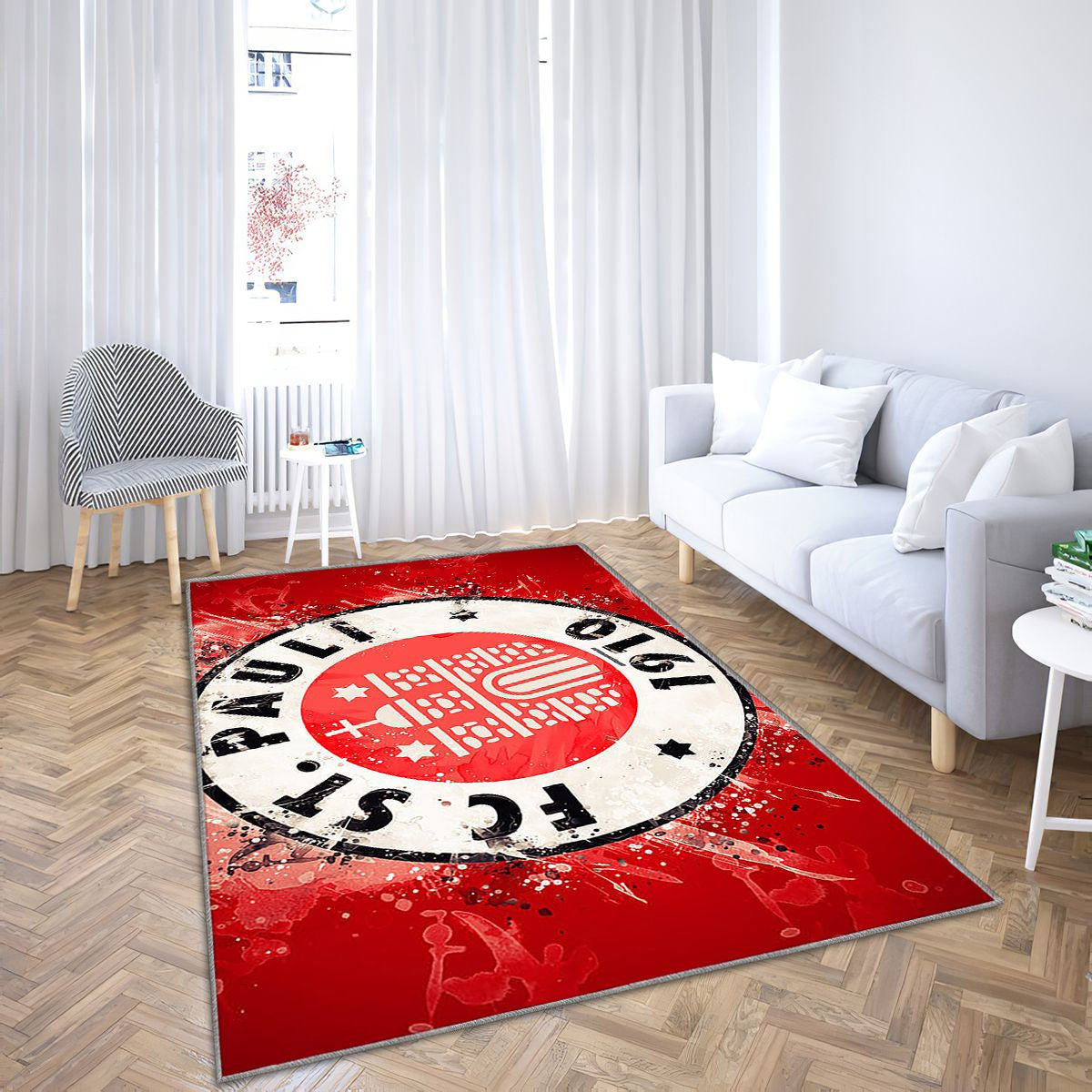 Fc St Pauli Paint Artgerman Football Team Bundesliga 2 Tapis Sol - Tapis De Salon, fond rouge Tapis Art, Tapis pour la décoration de la maison