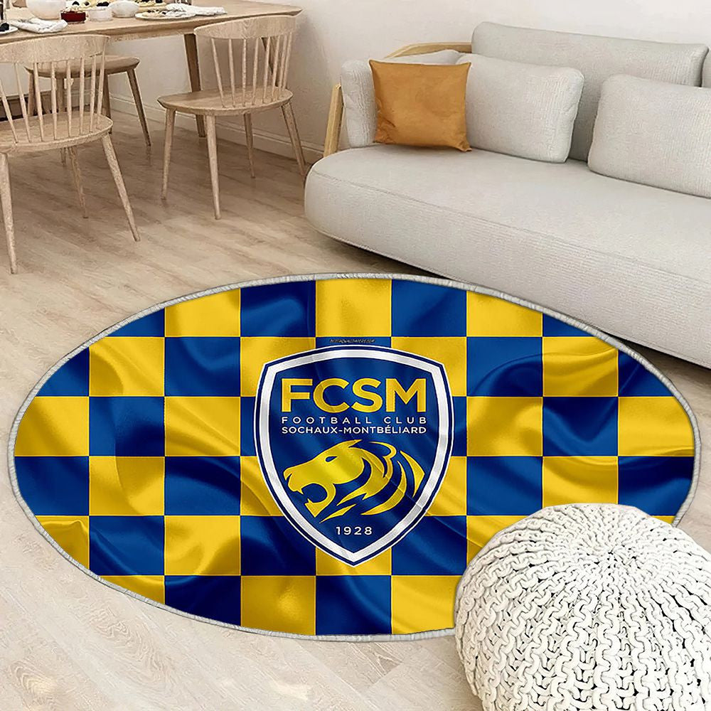 Logo Fc Sochaux Tapis Sol - Tapis De Salon, Drapeau Jaune Bleu Football Françaismontbeliard Tapis Art, Tapis pour la décoration de la maison