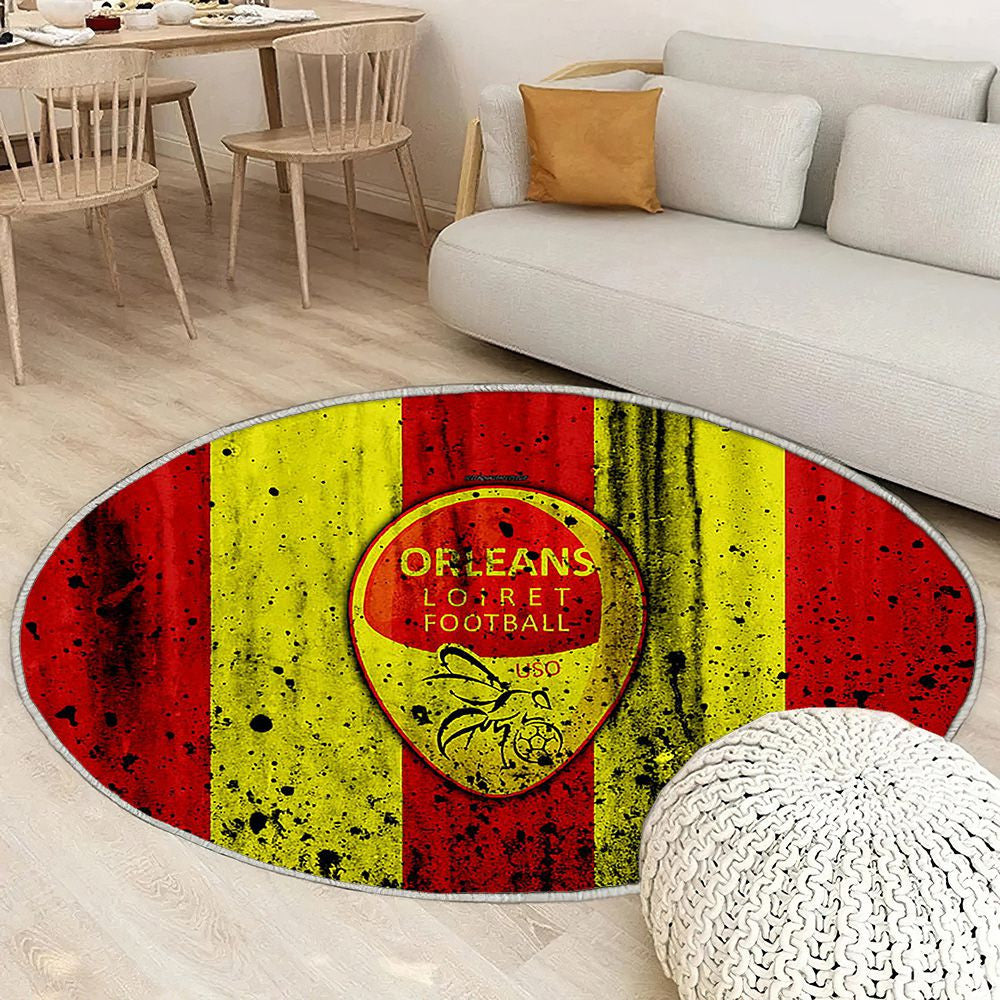 Fc Orléans Logofrance Us Orléans Tapis Sol - Tapis De Salon, Soccerclub Tapis Art, Tapis pour la décoration de la maison