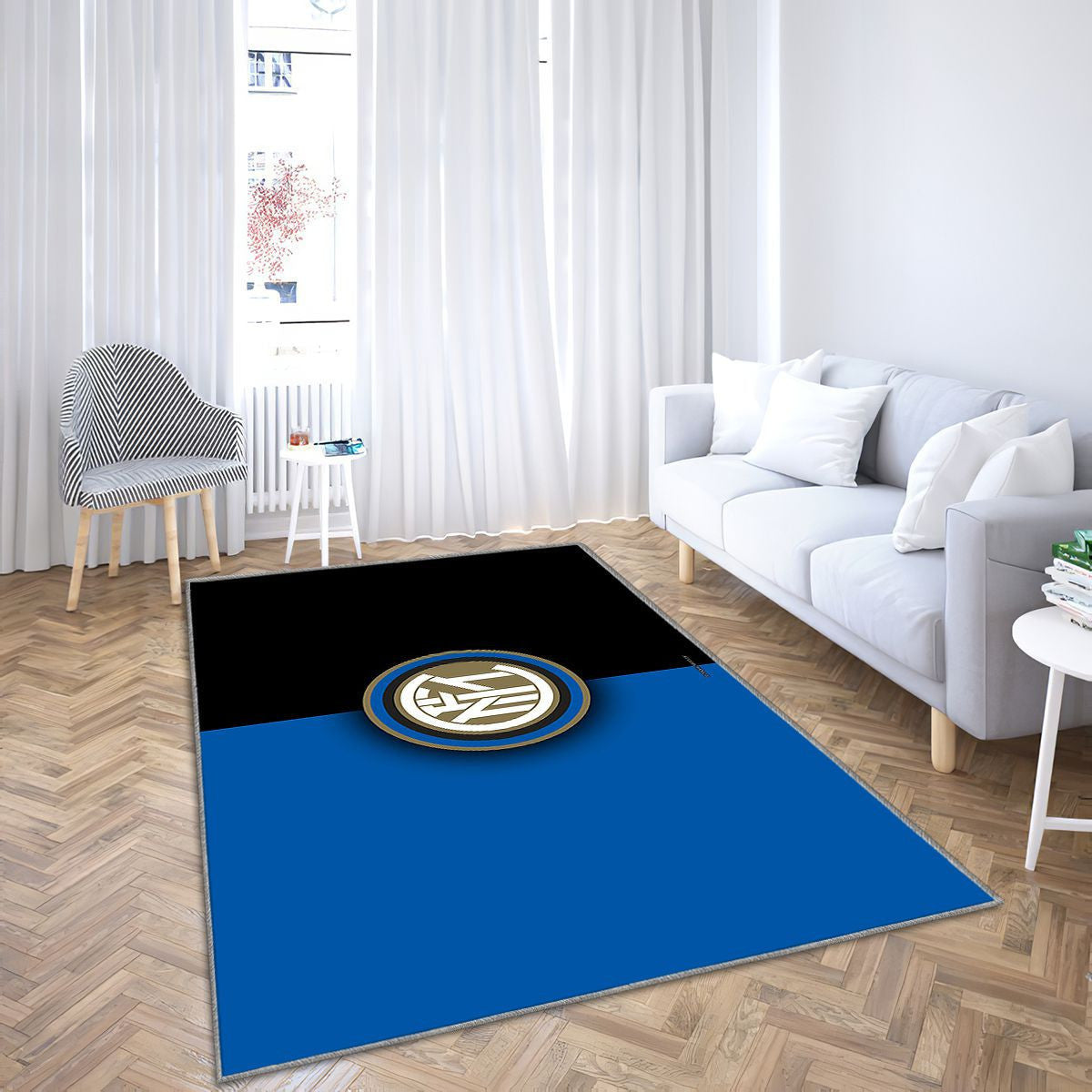 Fc Internazionaleblue Black Serie A Tapis Sol - Tapis De Salon, Inter Milan Fc Italianclub Tapis Art, Tapis pour la décoration de la maison