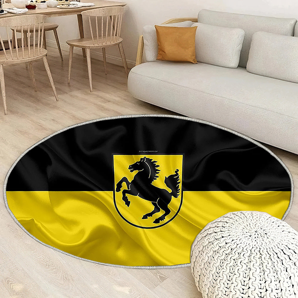 Drapeau De Stuttgart Tapis Sol - Tapis De Salon, Ville Allemande De Stuttgart Tapis Art, Tapis pour la décoration de la maison