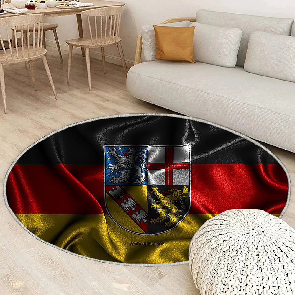 Drapeau de la Sarre drapeaux ondulés en soie Tapis Sol - Tapis De Salon, drapeaux en tissu de la Sarre Sarre Tapis Art, Tapis pour la décoration de la maison