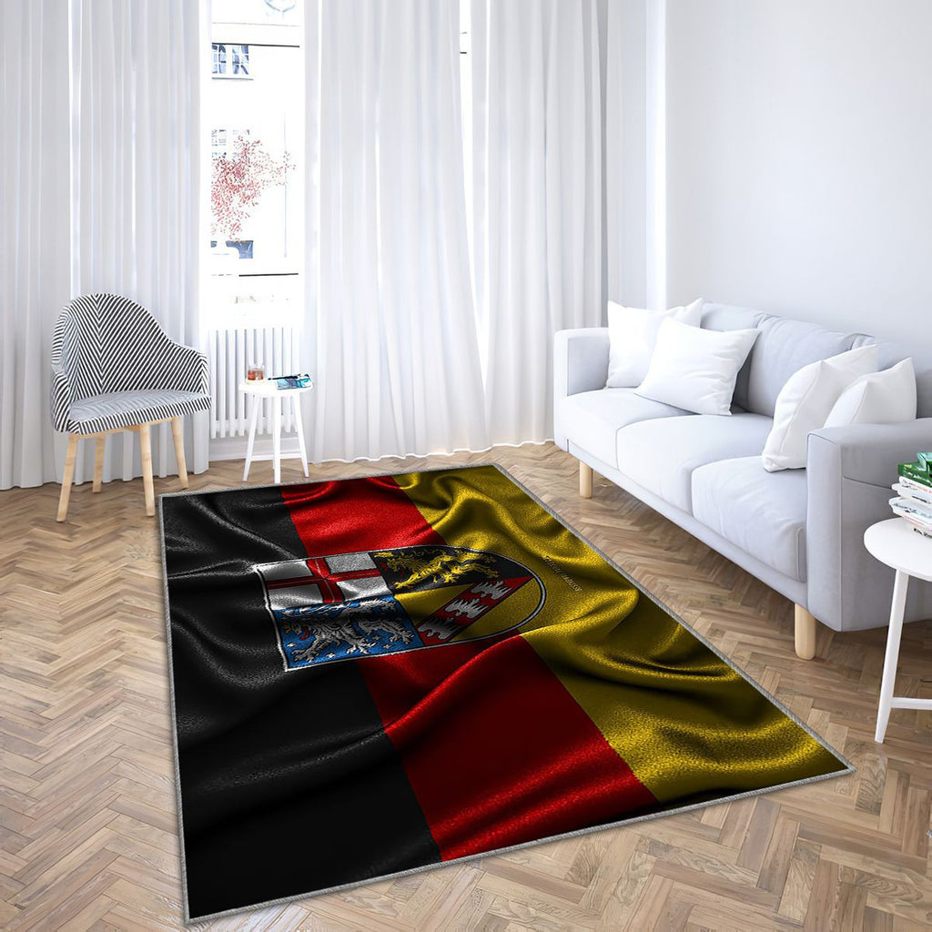 Drapeau de la Sarre drapeaux ondulés en soie Tapis Sol - Tapis De Salon, drapeaux en tissu de la Sarre Sarre Tapis Art, Tapis pour la décoration de la maison