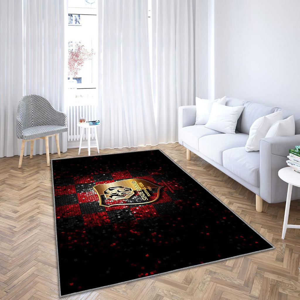 Stade Rennais Fc Tapis Sol - Tapis De Salon, Ligue 1 Rouge Noir Football Tapis Art, Tapis pour la décoration de la maison