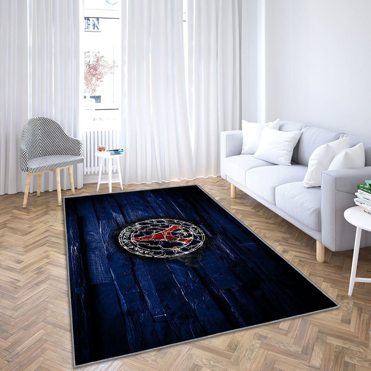 Psg Tapis Sol - Tapis De Salon, Ligue 1 Football Français En Bois Bleu Tapis Art, Tapis pour la décoration de la maison