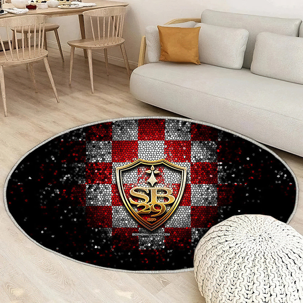 Stade Brestois 29 Fc Tapis Sol - Tapis De Salon, Ligue 1 Rouge Blanc Football Tapis Art, Tapis pour la décoration de la maison