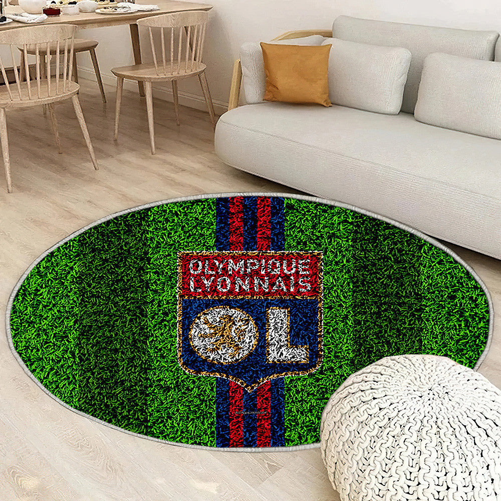 Pelouse de Football de l'Olympique Lyonnais Tapis Sol - Tapis De Salon, Football Français Tapis Art, Tapis pour la décoration de la maison
