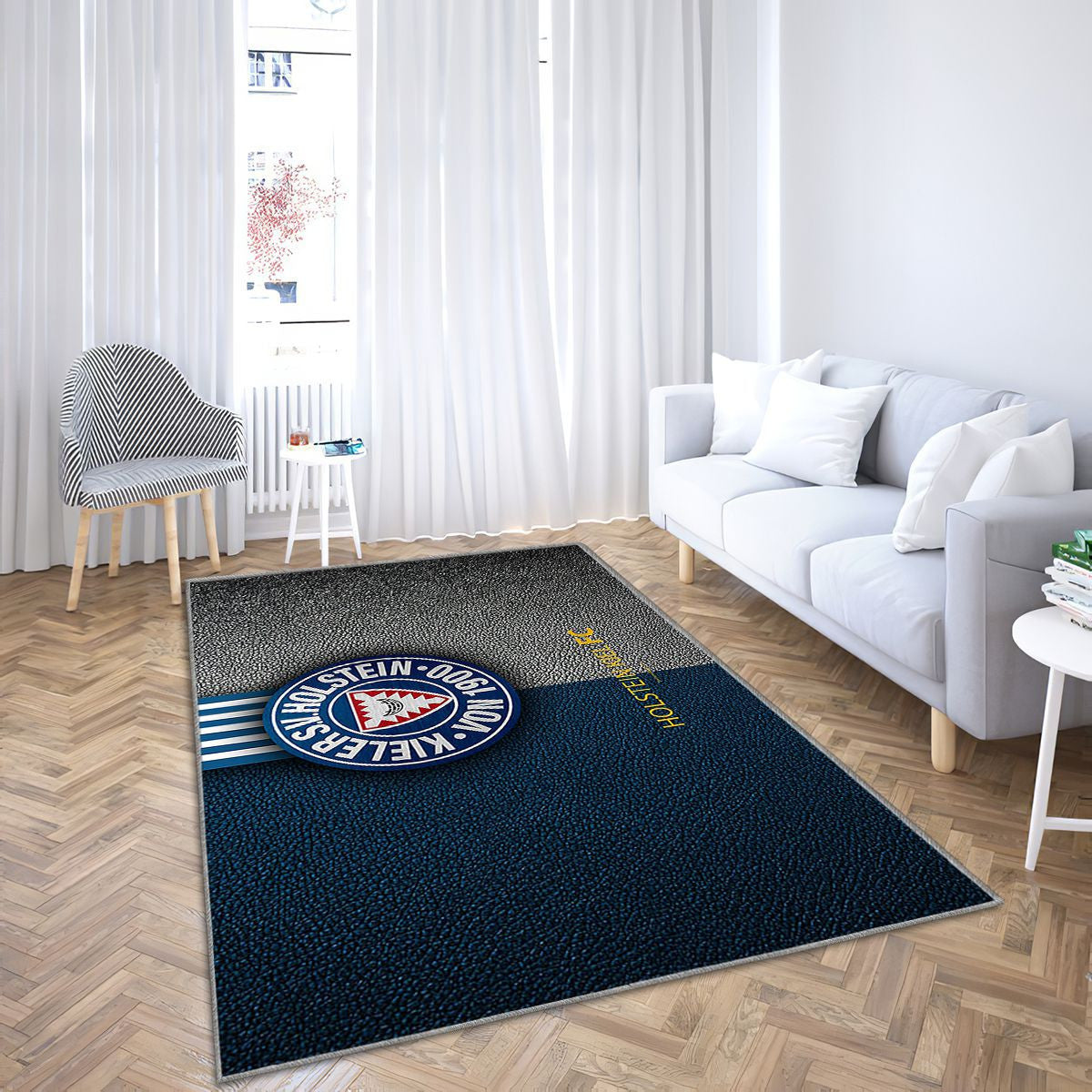 Holstein Kiel Fc Texture Cuir Tapis Sol - Tapis De Salon, Holsteinkiel Allemagne Tapis Art, Tapis pour la décoration de la maison