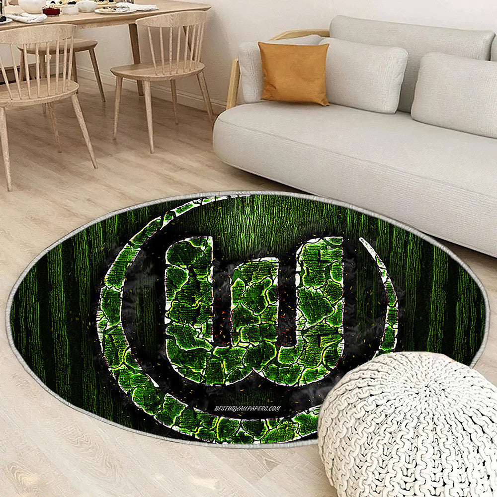 Wolfsburg Fc Tapis Sol - Tapis De Salon, Bundesliga Club de Football allemand en bois vert Tapis Art, Tapis pour la décoration de la maison