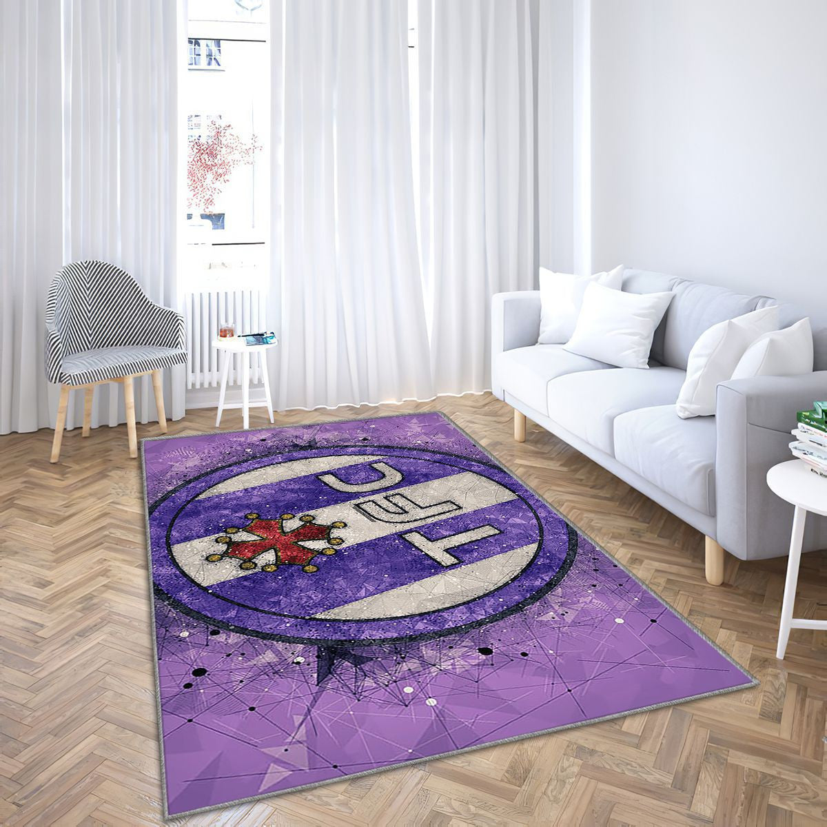 Toulouse Fc Géométrique Artpurple Tapis Sol - Tapis De Salon, Fond Violet Toulouse Tapis Art, Tapis pour la décoration de la maison