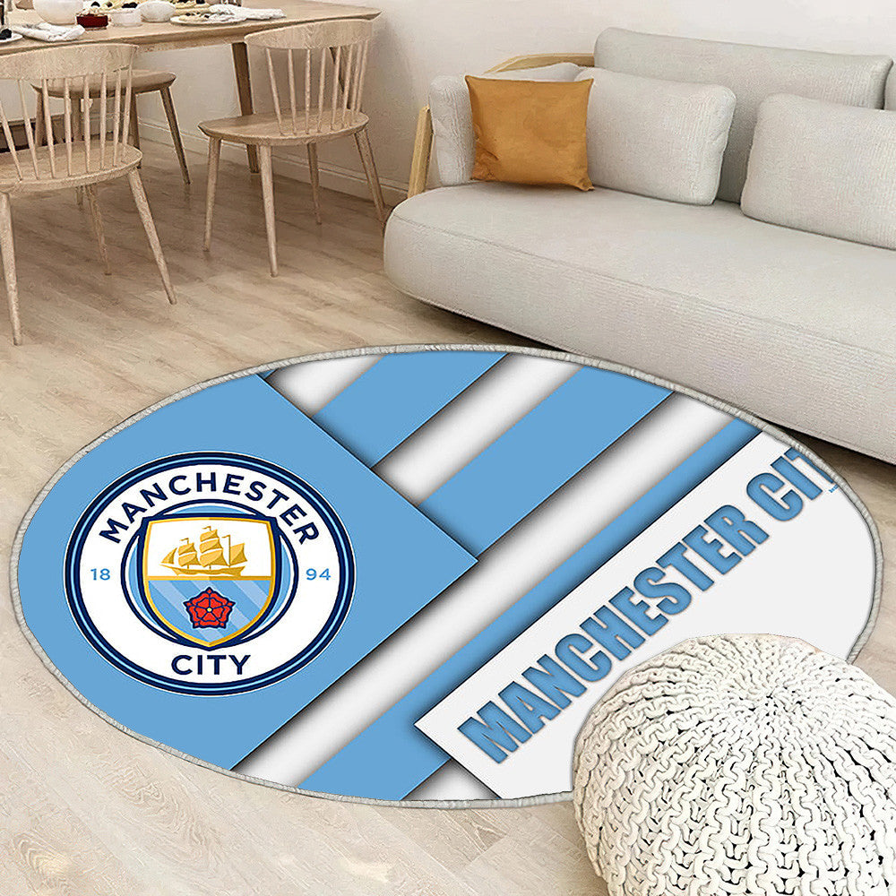 Manchester City Fc Tapis Sol - Tapis De Salon, Bleu Blanc Ion Football Gorton Tapis Art, Tapis pour la décoration de la maison