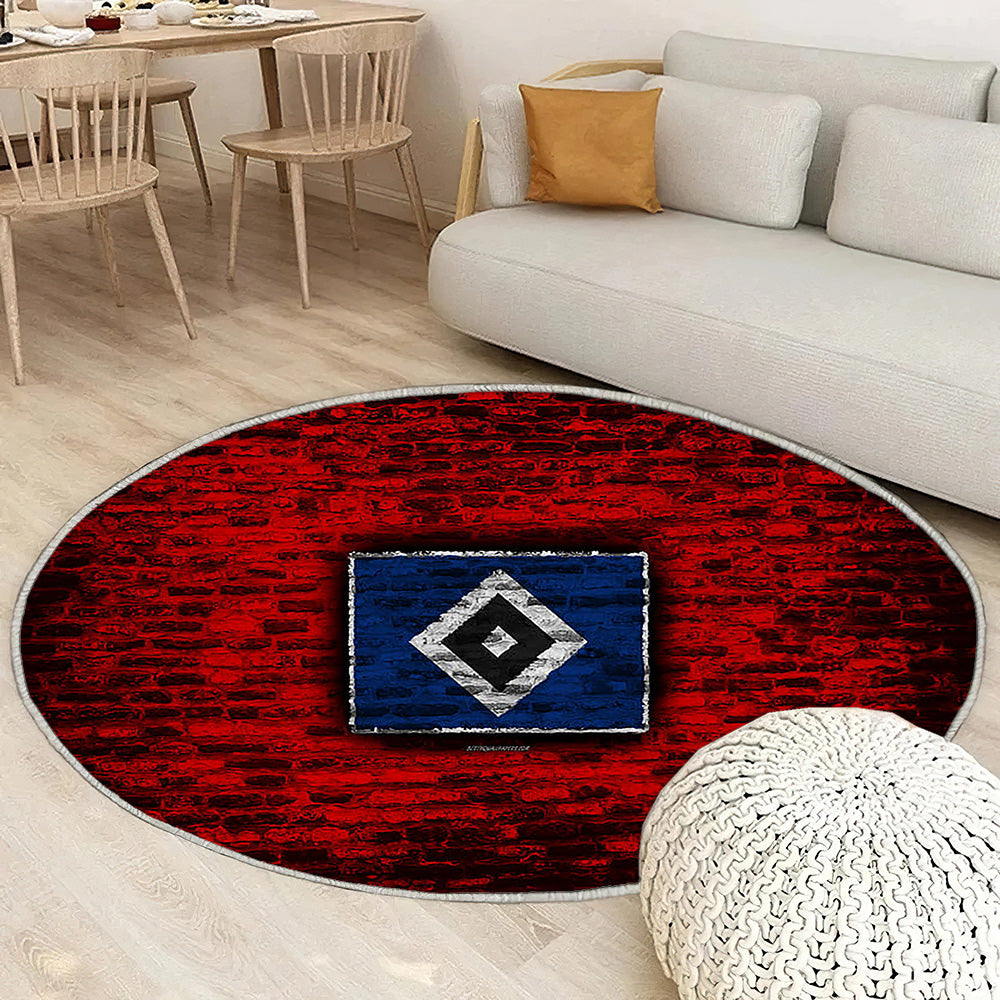 Hambourg Fc Tapis Sol - Tapis De Salon, Mur De Briques Rouges Bundesliga 2 Club De Football Allemand Tapis Art, Tapis pour la décoration de la maison