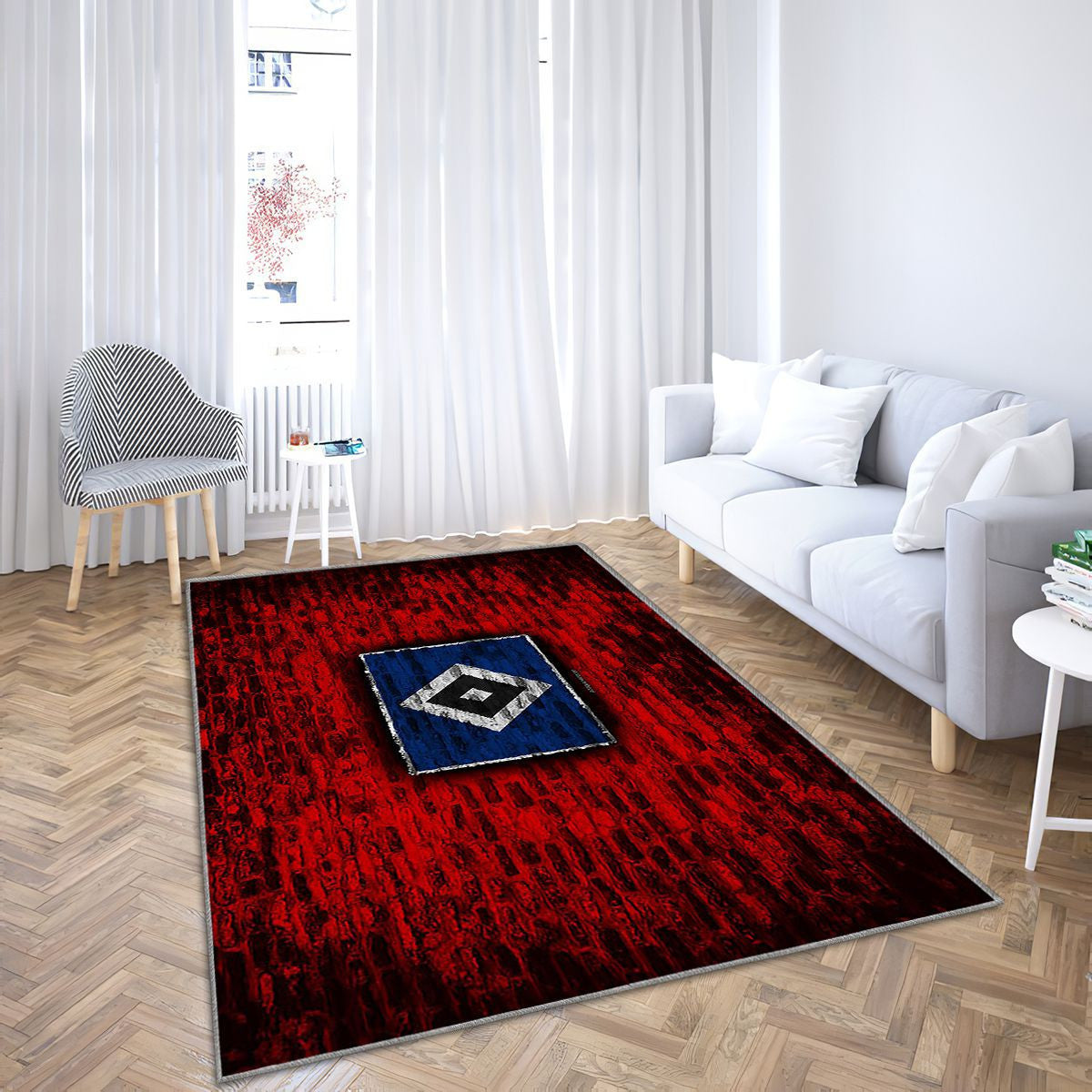 Hambourg Fc Tapis Sol - Tapis De Salon, Mur De Briques Rouges Bundesliga 2 Club De Football Allemand Tapis Art, Tapis pour la décoration de la maison