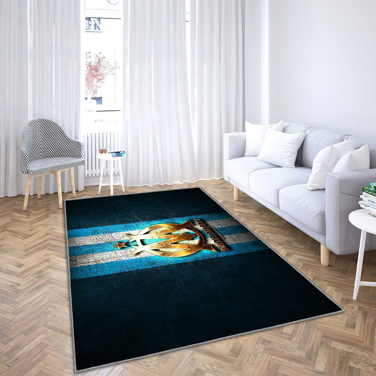 Olympique de Marseille Tapis Sol - Tapis De Salon, Ligue 1 Blue Metal Football Tapis Art, Tapis pour la décoration de la maison