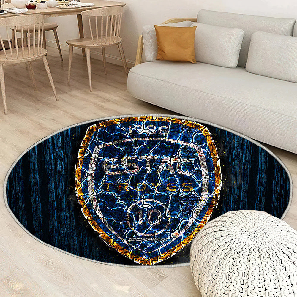 Troyes Ac Tapis Sol - Tapis De Salon, Ligue 2 Football Français en Bois Bleu Tapis Art, Tapis pour la décoration de la maison