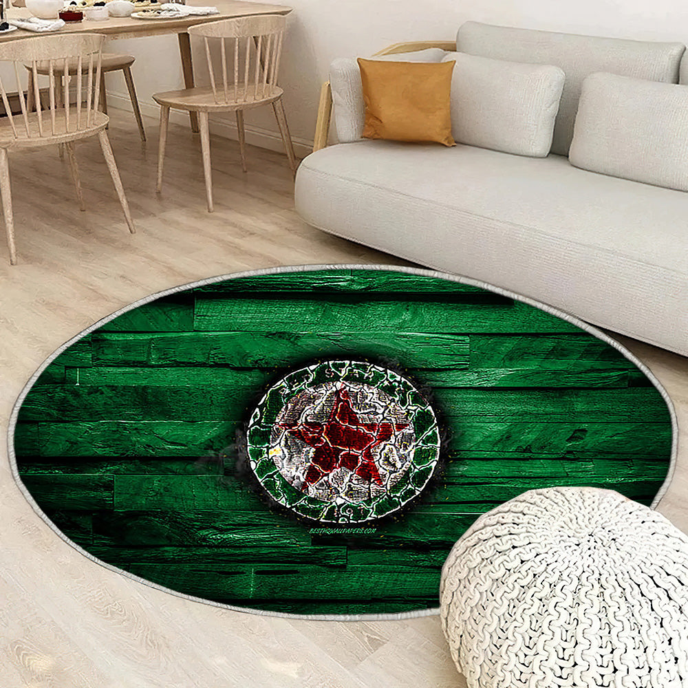 Étoile Rouge Fc Tapis Sol - Tapis De Salon, Burningfootball Vert En Bois Tapis Art, Tapis pour la décoration de la maison