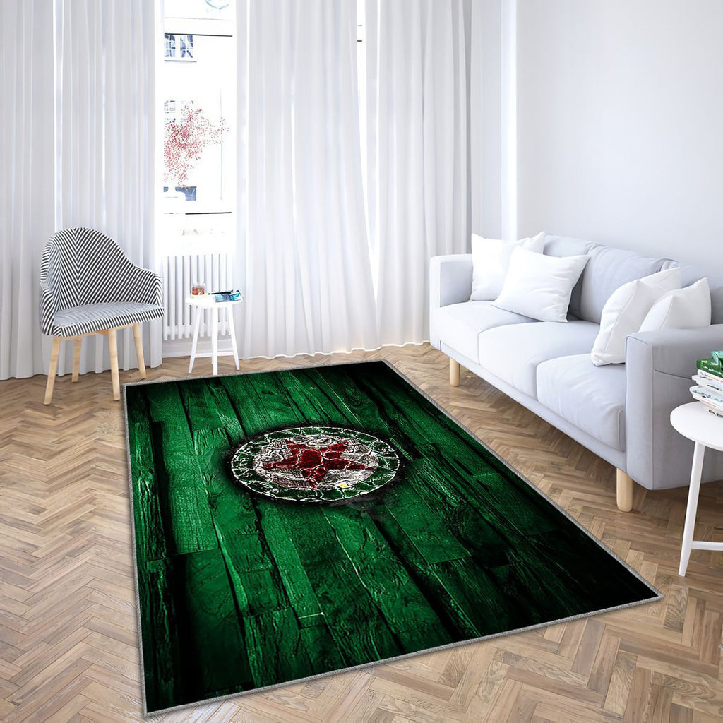 Étoile Rouge Fc Tapis Sol - Tapis De Salon, Burningfootball Vert En Bois Tapis Art, Tapis pour la décoration de la maison