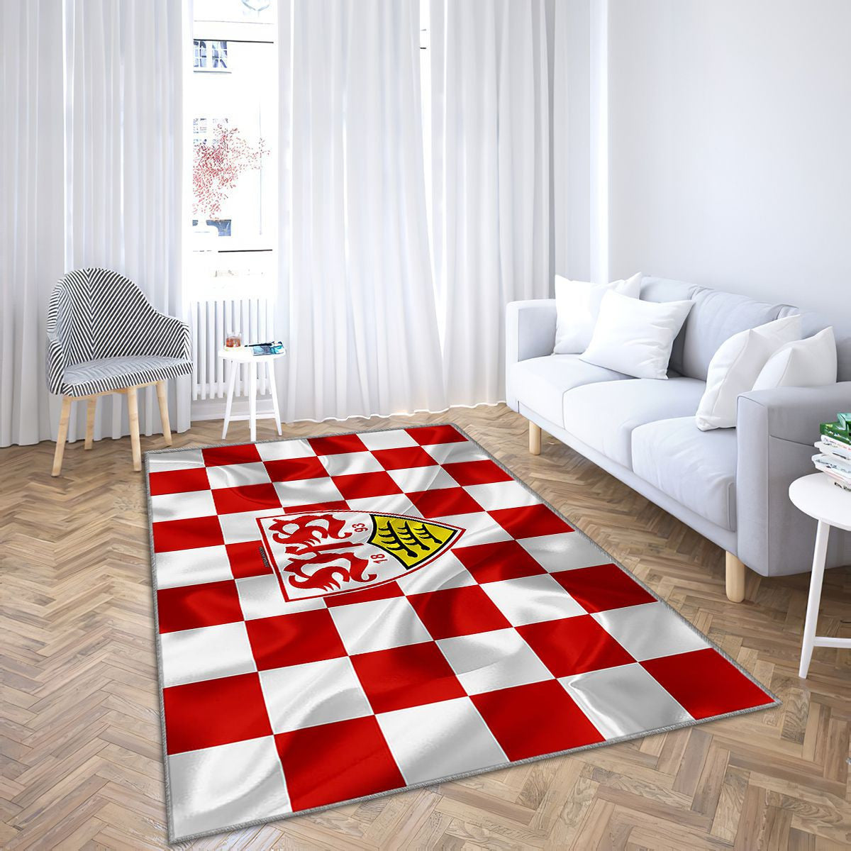 Logo Vfb Stuttgart Tapis Sol - Tapis De Salon, drapeau rouge et blanc Tapis Art, Tapis pour la décoration de la maison