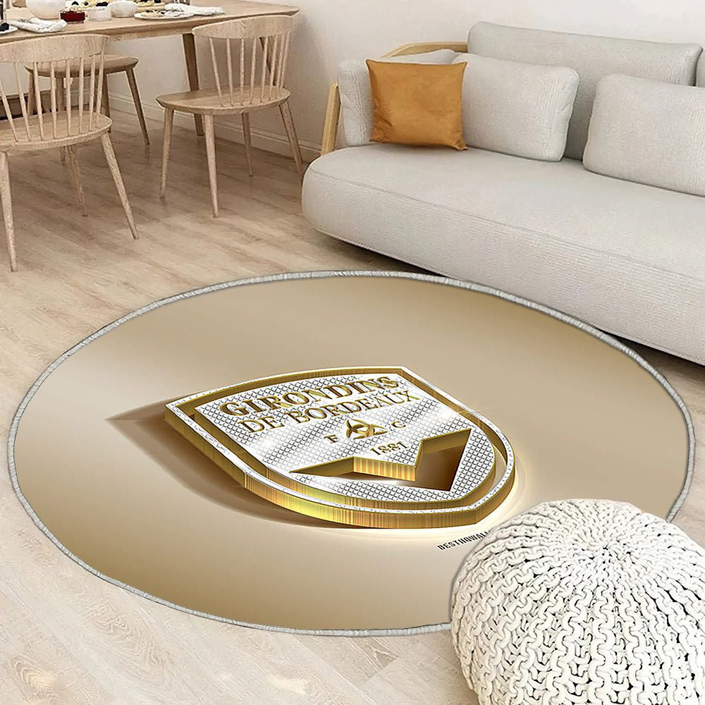 Fc Girondins De Bordeaux Tapis Sol - Tapis De Salon, Golden Silverbordeaux France Tapis Art, Tapis pour la décoration de la maison