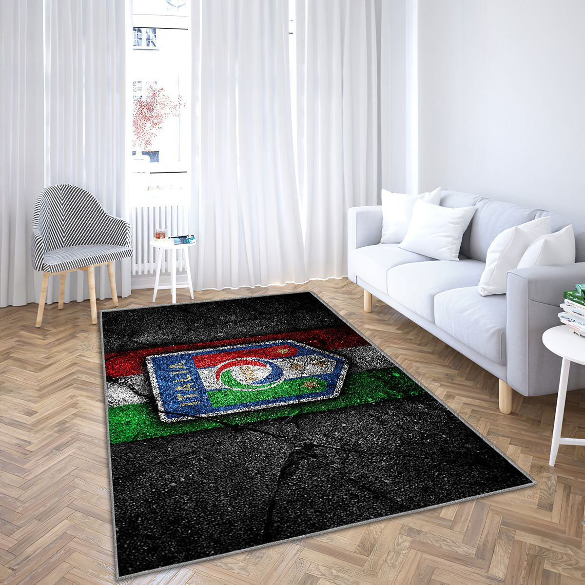 Emblème de l'équipe italienne de football Tapis Sol - Tapis De Salon, football européen Tapis Art, Tapis pour la décoration de la maison