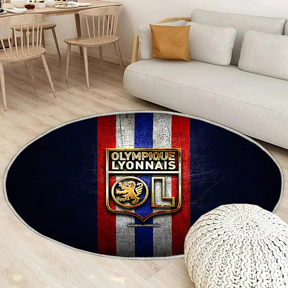 Olympique Lyonnais Tapis Sol - Tapis De Salon, Ligue 1 Blue Metal Football Tapis Art, Tapis pour la décoration de la maison