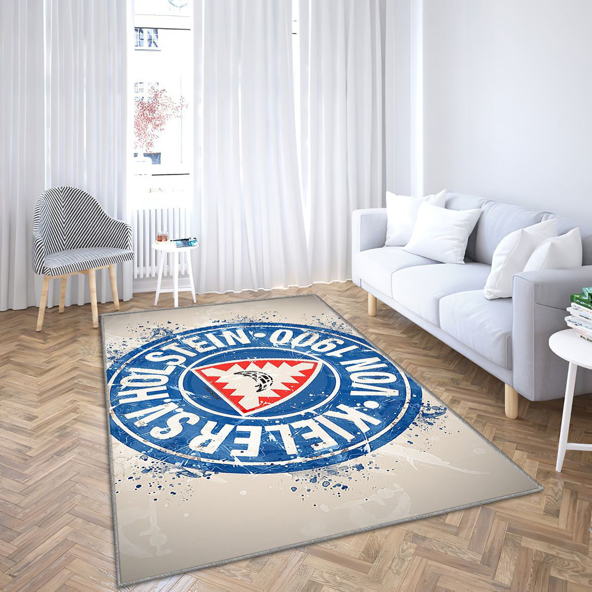 Holstein Kiel Fc Paint Artgerman Football Team Bundesliga 2 Tapis Sol - Tapis De Salon, fond blanc Tapis Art, Tapis pour la décoration de la maison