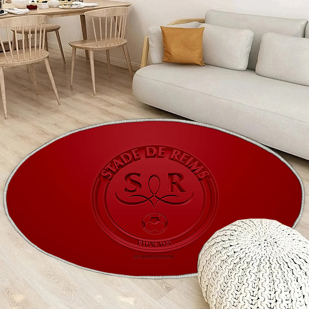 Stade De Reims Tapis Sol - Tapis De Salon, Sombre Football Français Tapis Art, Tapis pour la décoration de la maison